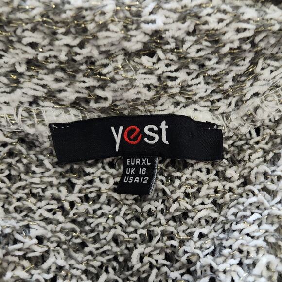 Yest Printed Cardigan Sweater Long Sleeve Open Front Metallic Gray Multi Size XL - Picture 9 of 10